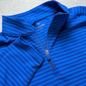 G/FORE Mens XL Blue Striped Quarter Zip Pullover Golf Performance Shirt